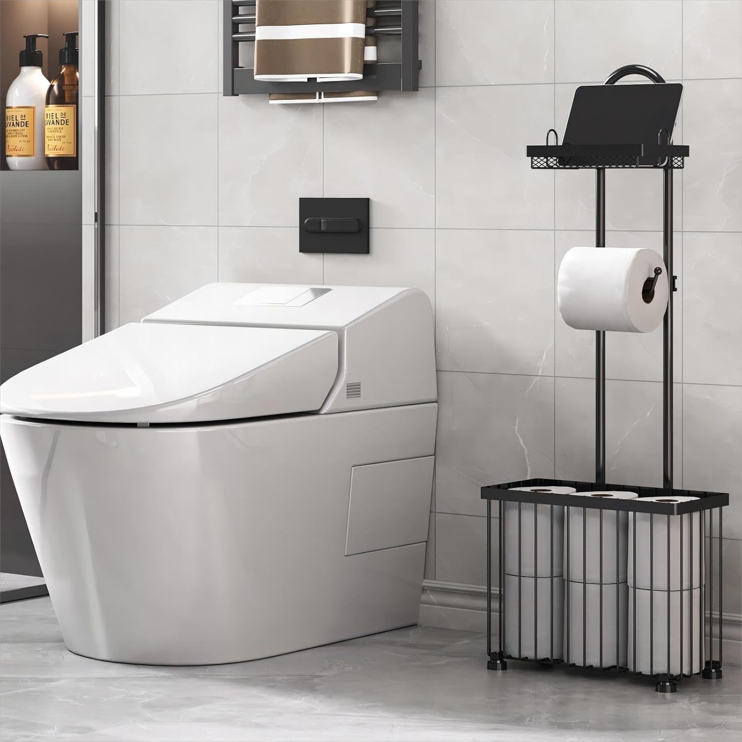 Black household bathroom tissu - Magazine Holder Rack review and price