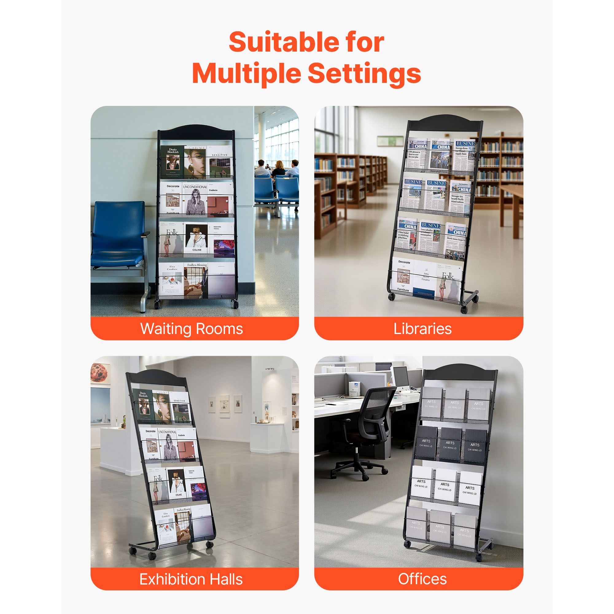 Brochure Display Rack, 4-Tier  - Magazine Holder Rack review and price